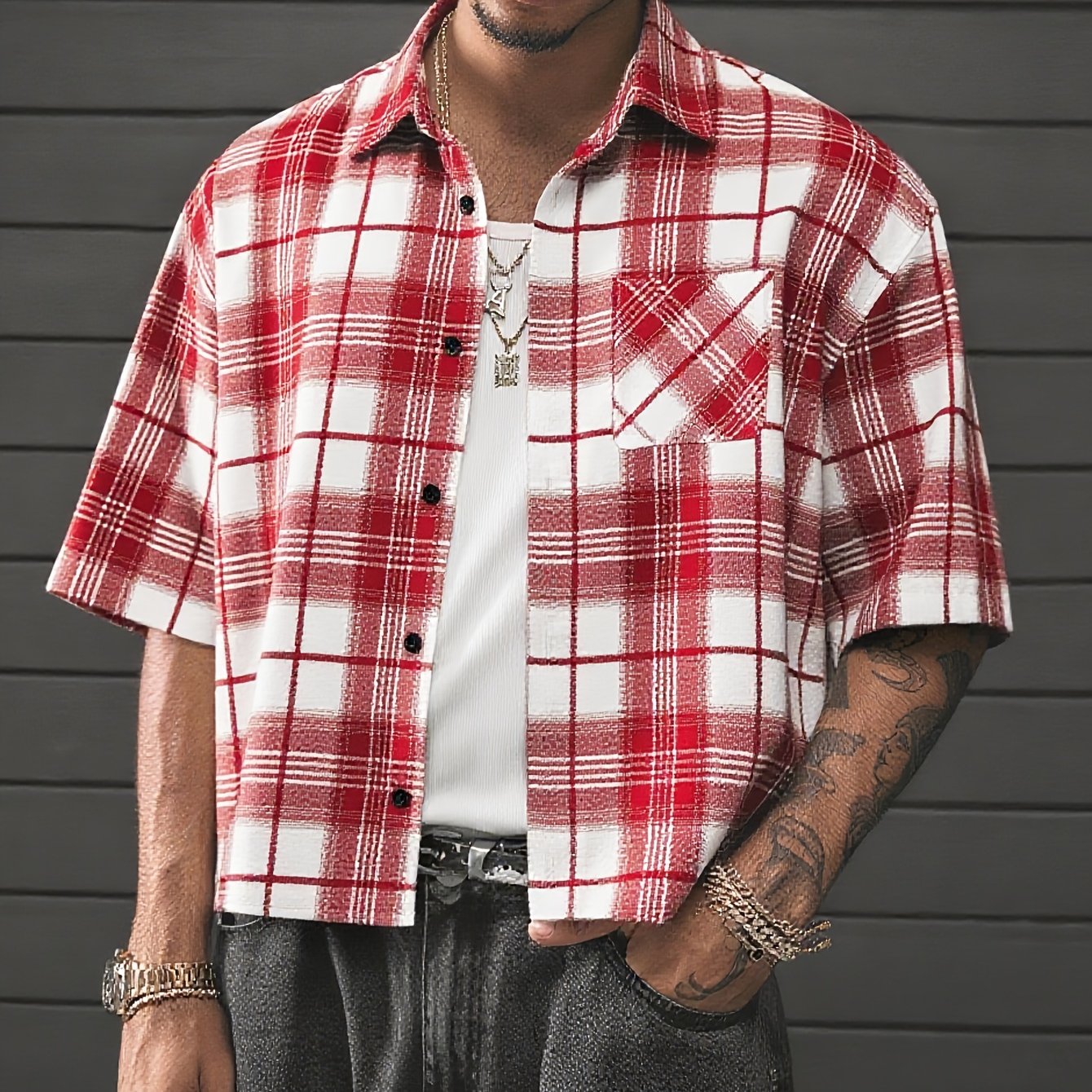 Herren Kurzarm Hemd im modernen Karo-Design – Lässiger Streetstyle für Alltag und Freizeit