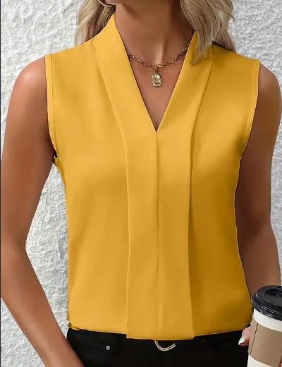 Karen – Elegant Sleeveless Women's Blouse with V-Neck – Light & Versatile for Spring and Summer