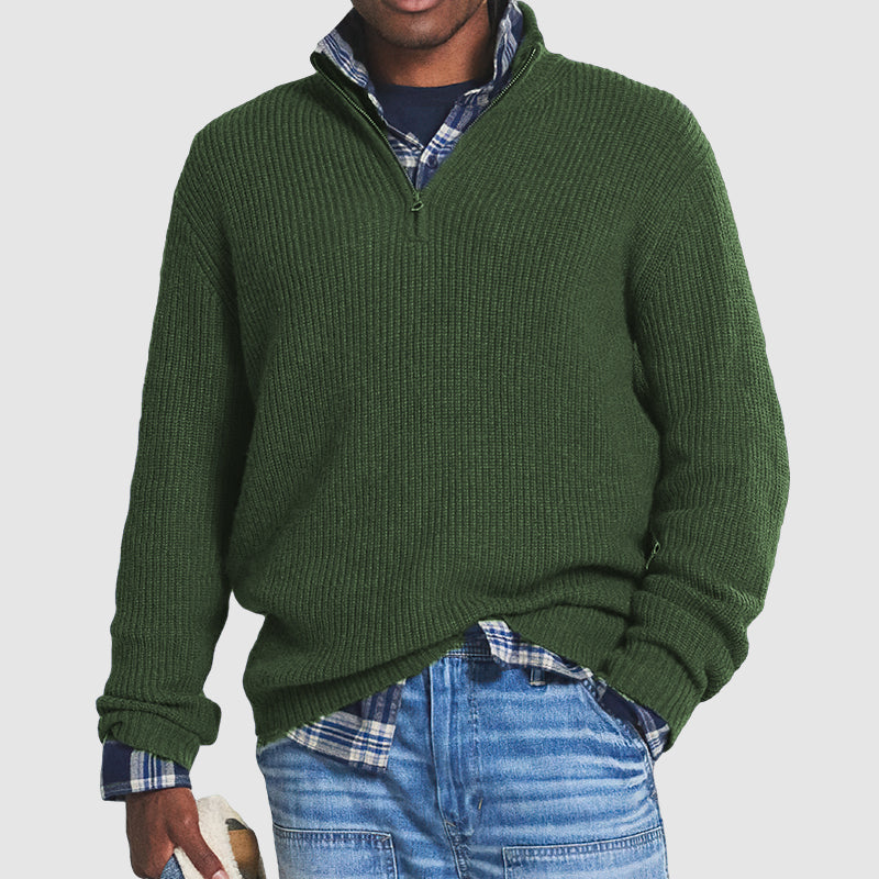Herren Strickpullover mit halbem Reißverschluss – Klassischer Business-Casual Look für Alltag und Büro