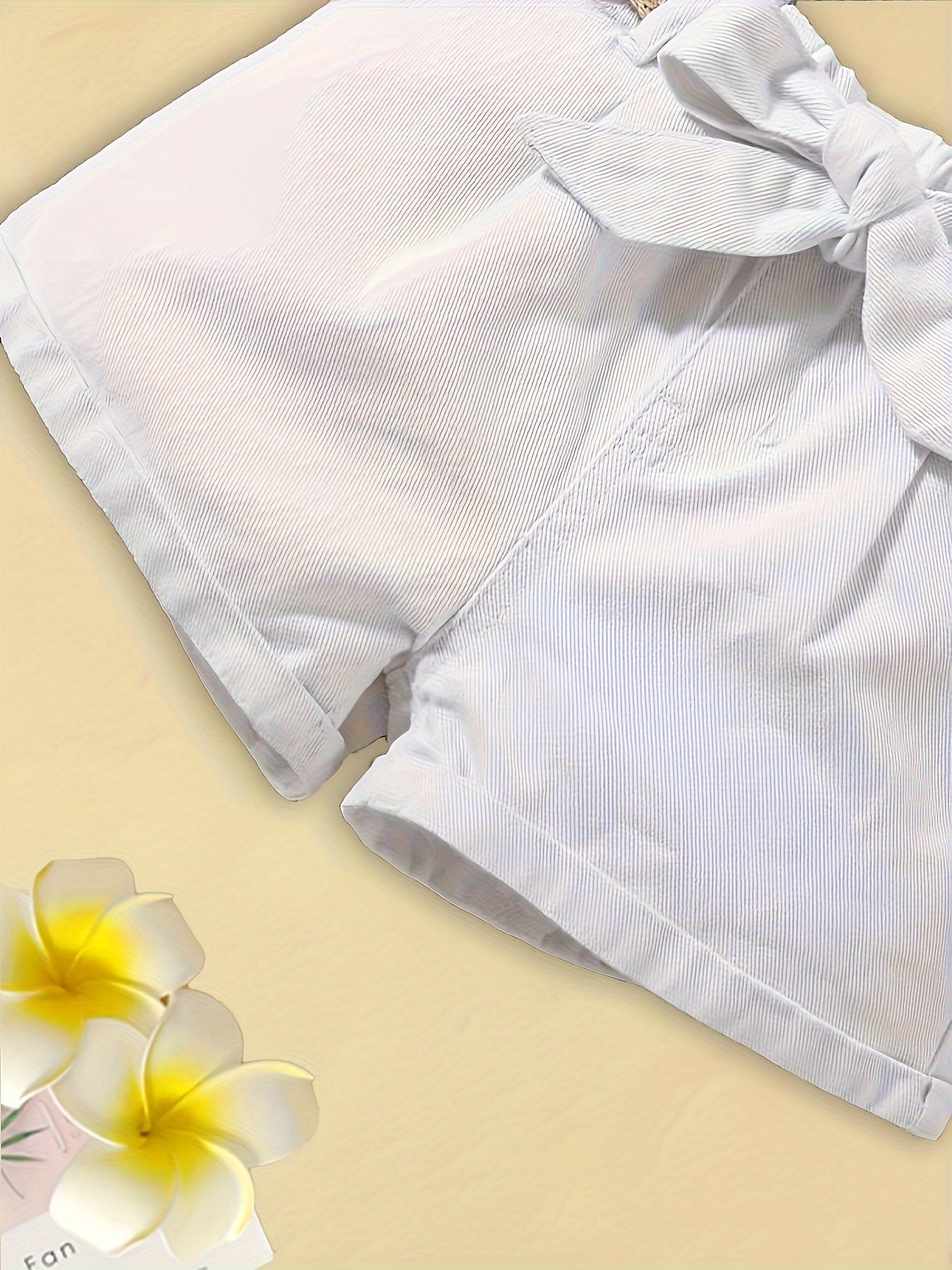 Women's High-Waist Paperbag Shorts with Belt and Bow – Elegant Summer Look