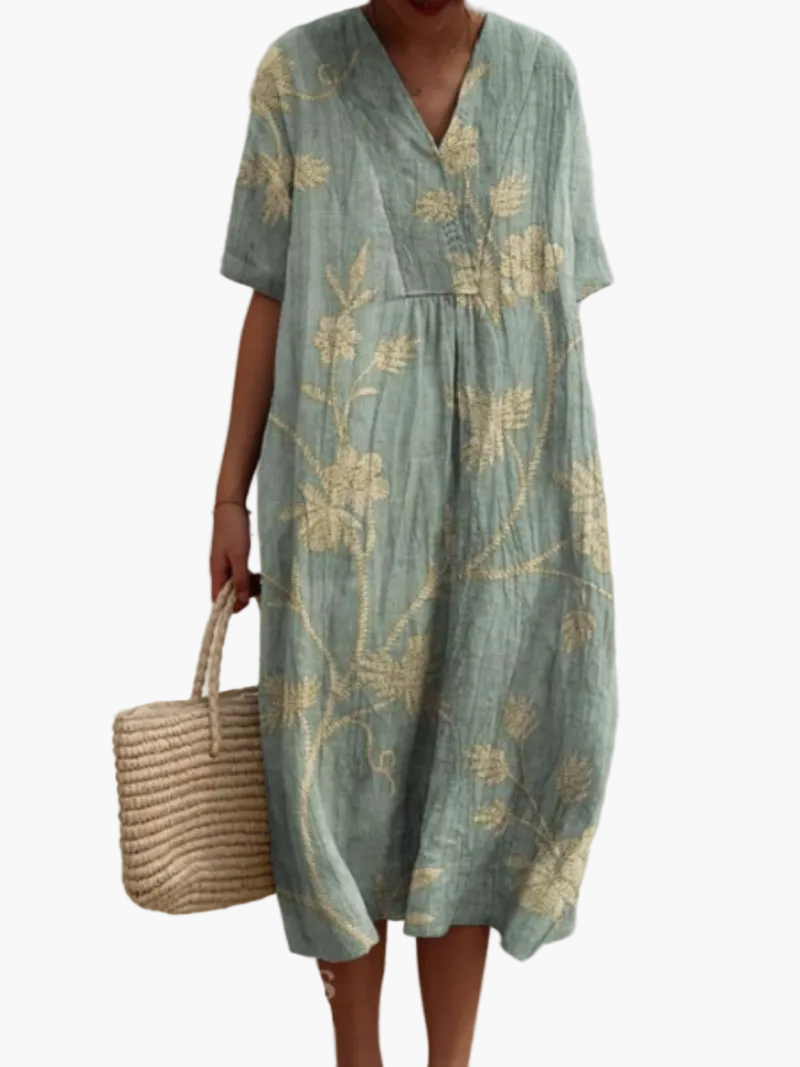 Damen Sommerkleid Boho Stil Freizeitkleid mit Blumendruck – Ideal für Urlaub & Alltag