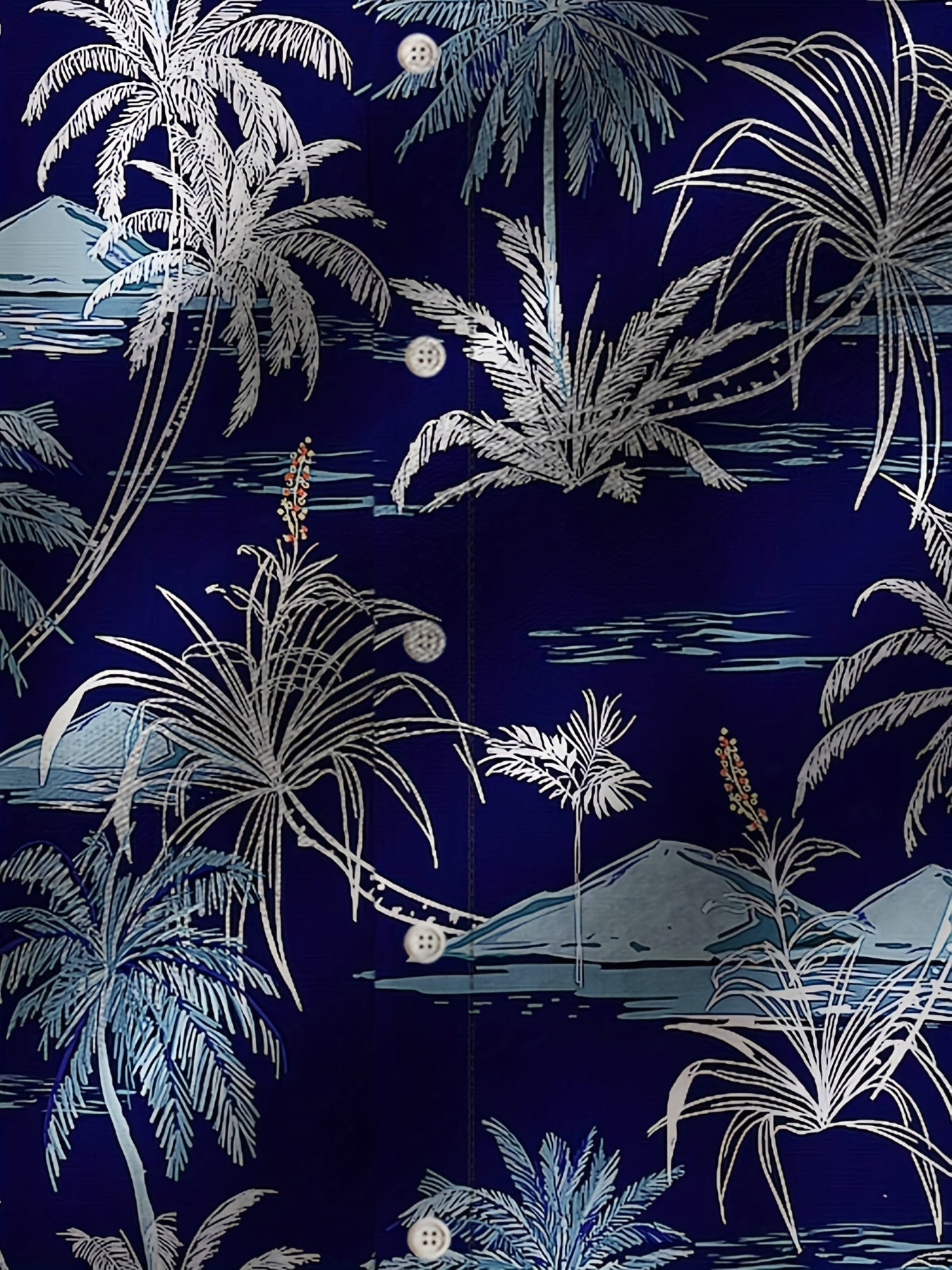 Men's Casual Shirt with Tropical Palm Pattern – Short Sleeve, Summer, Beach, Button-Down