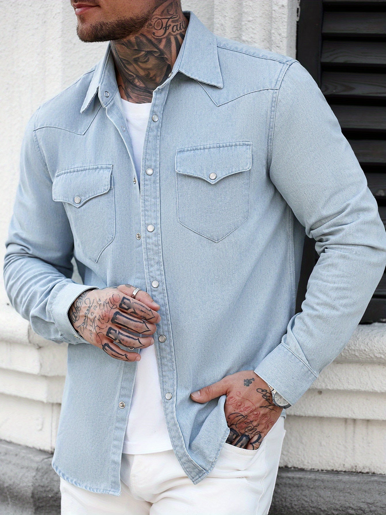 Herren Freizeit Jeanshemd im modernen Western-Stil – Perfekt für Alltag und Streetwear