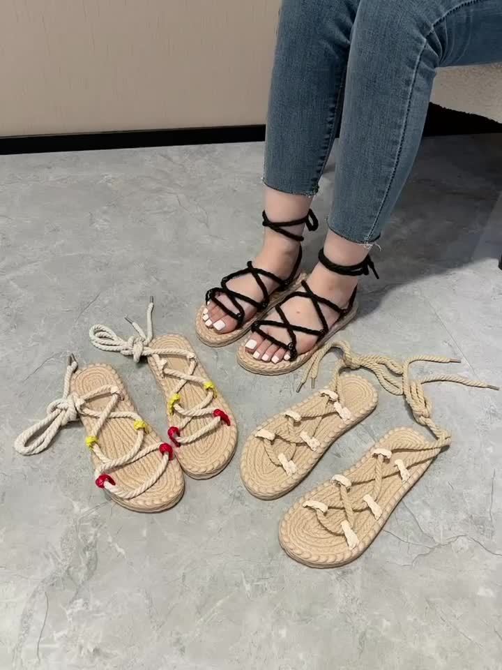 Women's Boho Flat Wrap Strap Sandals – Summer Festival & Beachwear