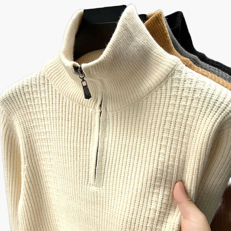 Women's half-zip knit sweater – fashionable autumn winter casual sweater