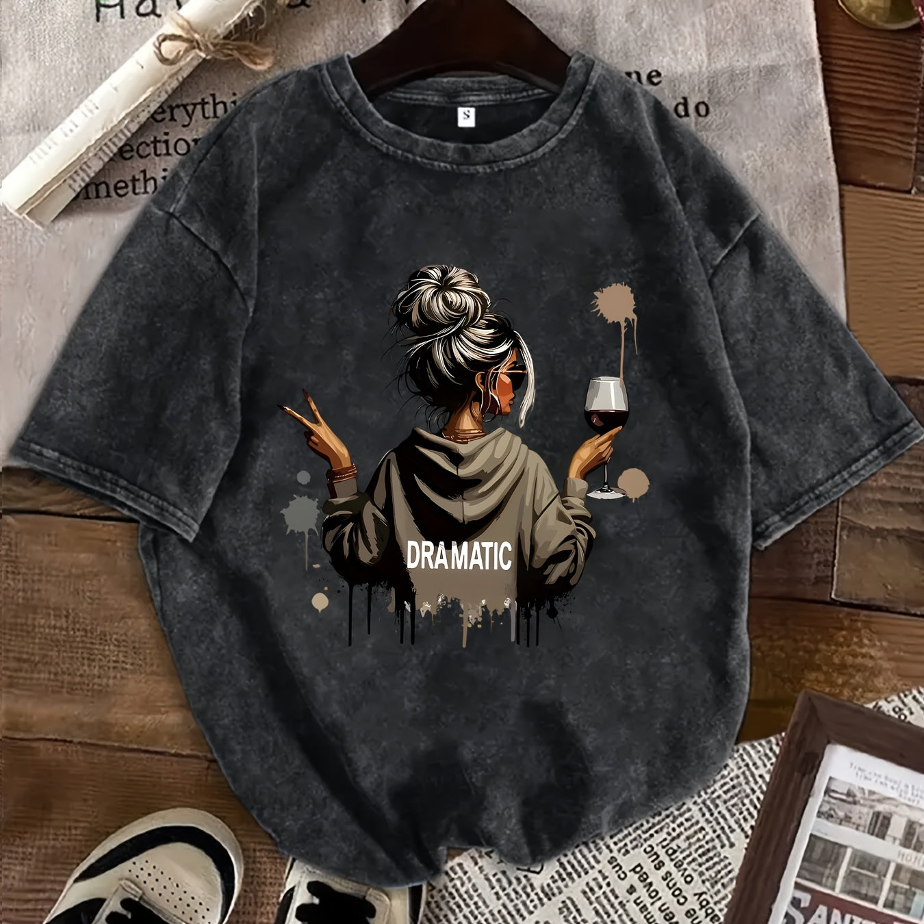 Damen Oversize T-Shirt Dramatic Print Streetstyle – Lässiges Statement-Shirt mit Grafik