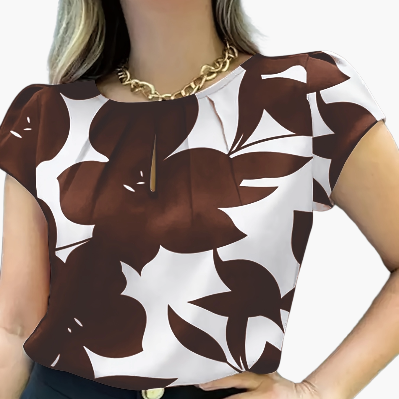 Women's Blouse Elegant Short Sleeve Modern Business Casual