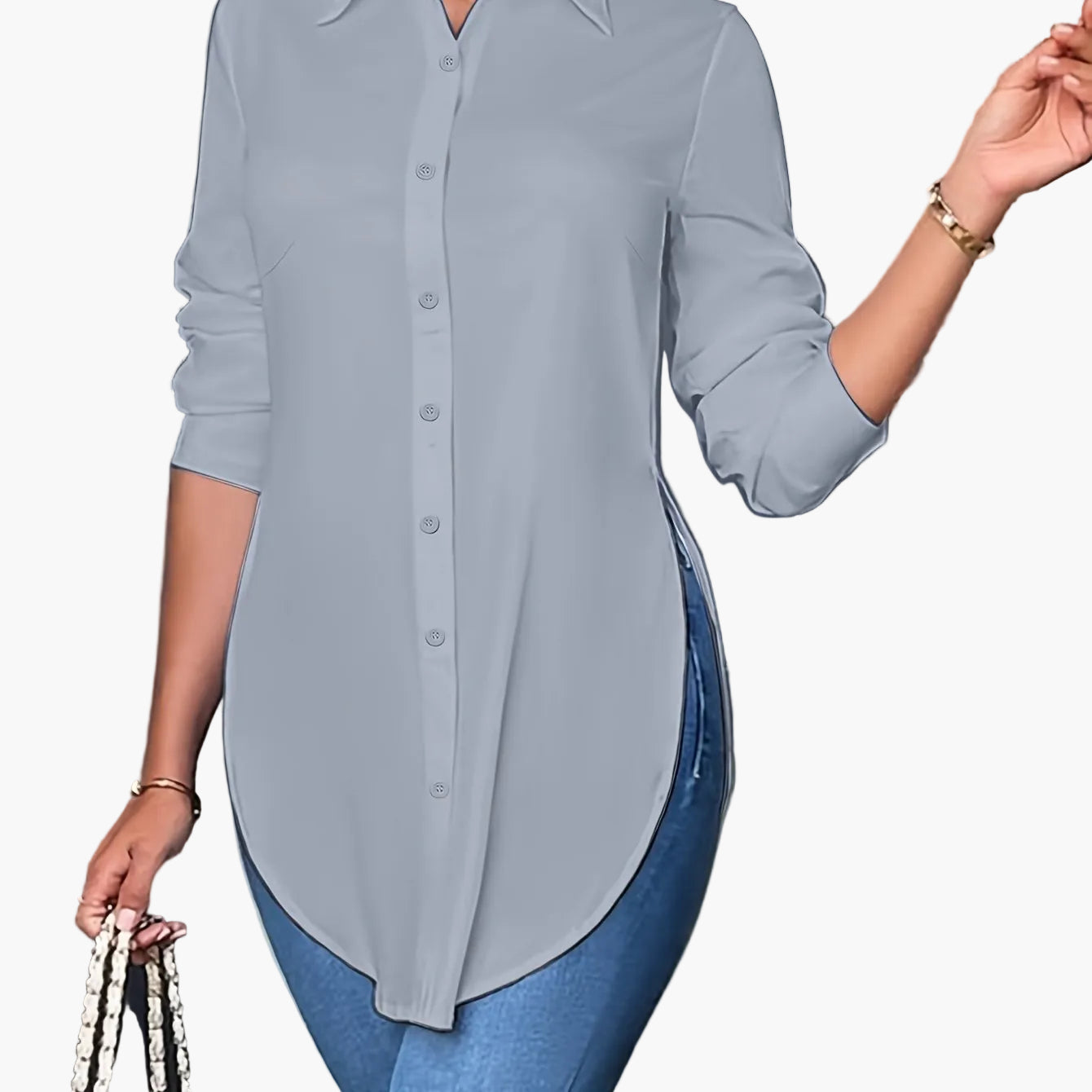 Women's Long-Sleeve Blouse Elegant Business Casual Shirt Tunic