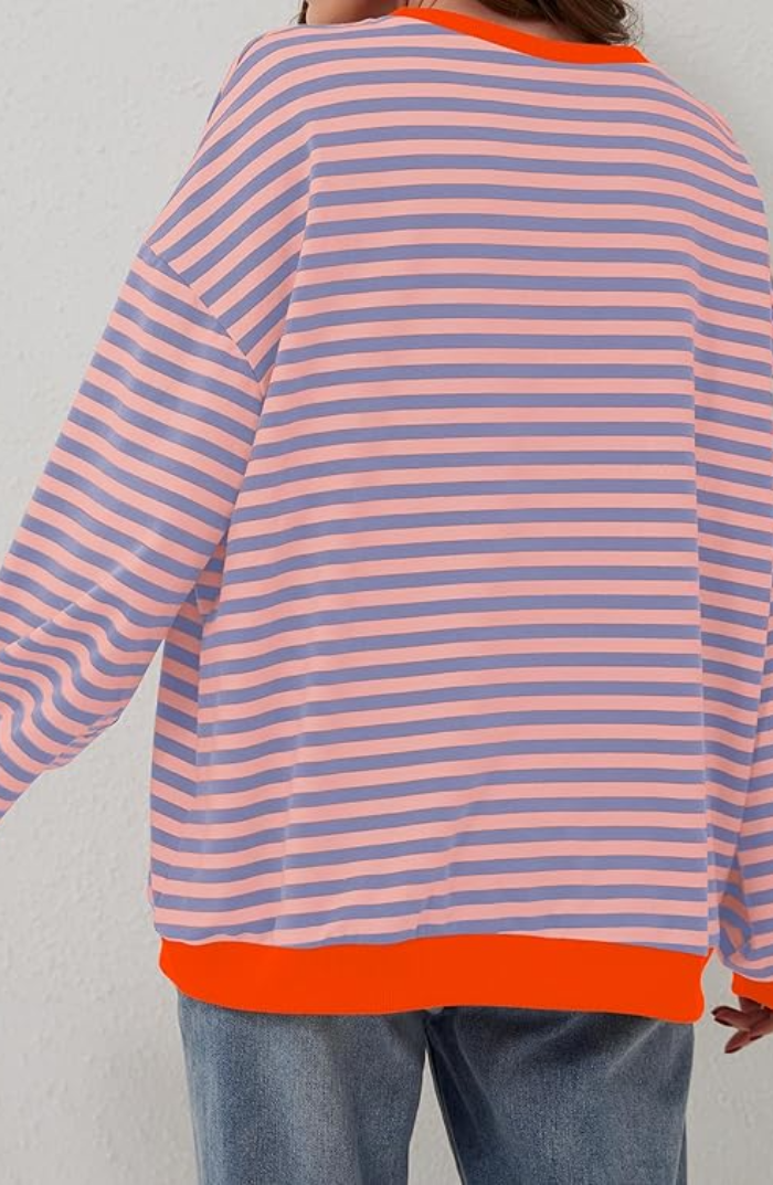 Damen Oversize Streifenpullover – Moderner Freizeitlook, Bequemer Style für Alltag & Freizeit
