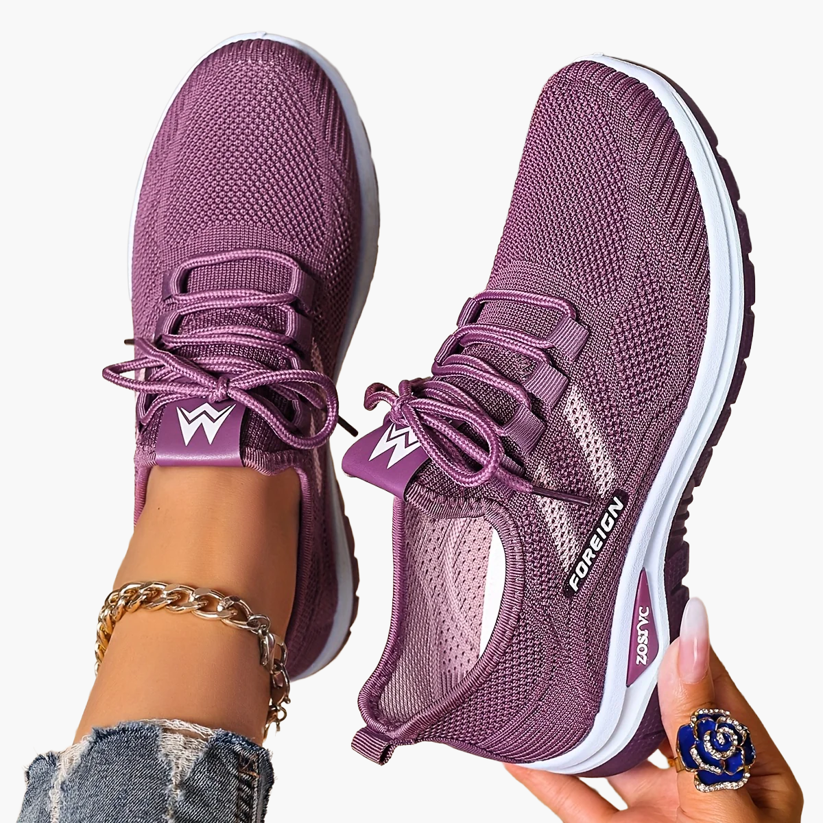 Women's Casual Sneakers with Laces – Comfortable Sports Shoes for Everyday & Fitness