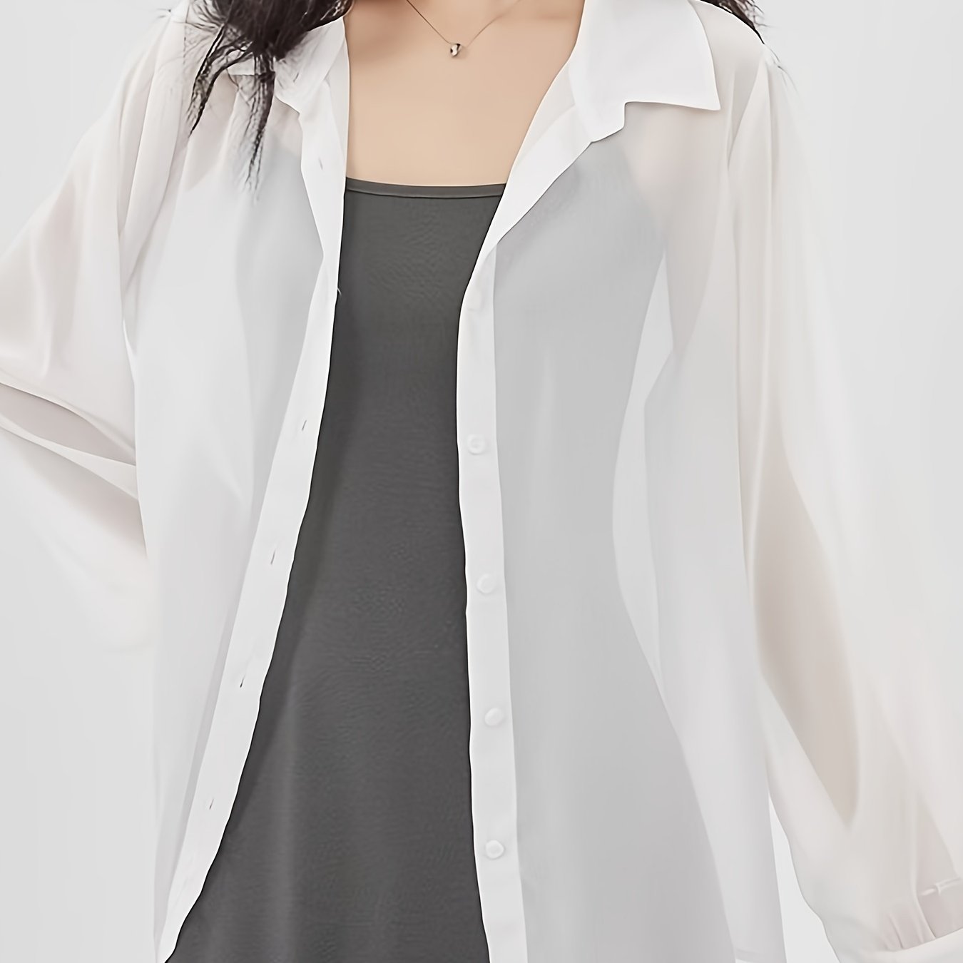 Women's Long Sleeve Blouse Transparent Loose Modern for Everyday and Leisure