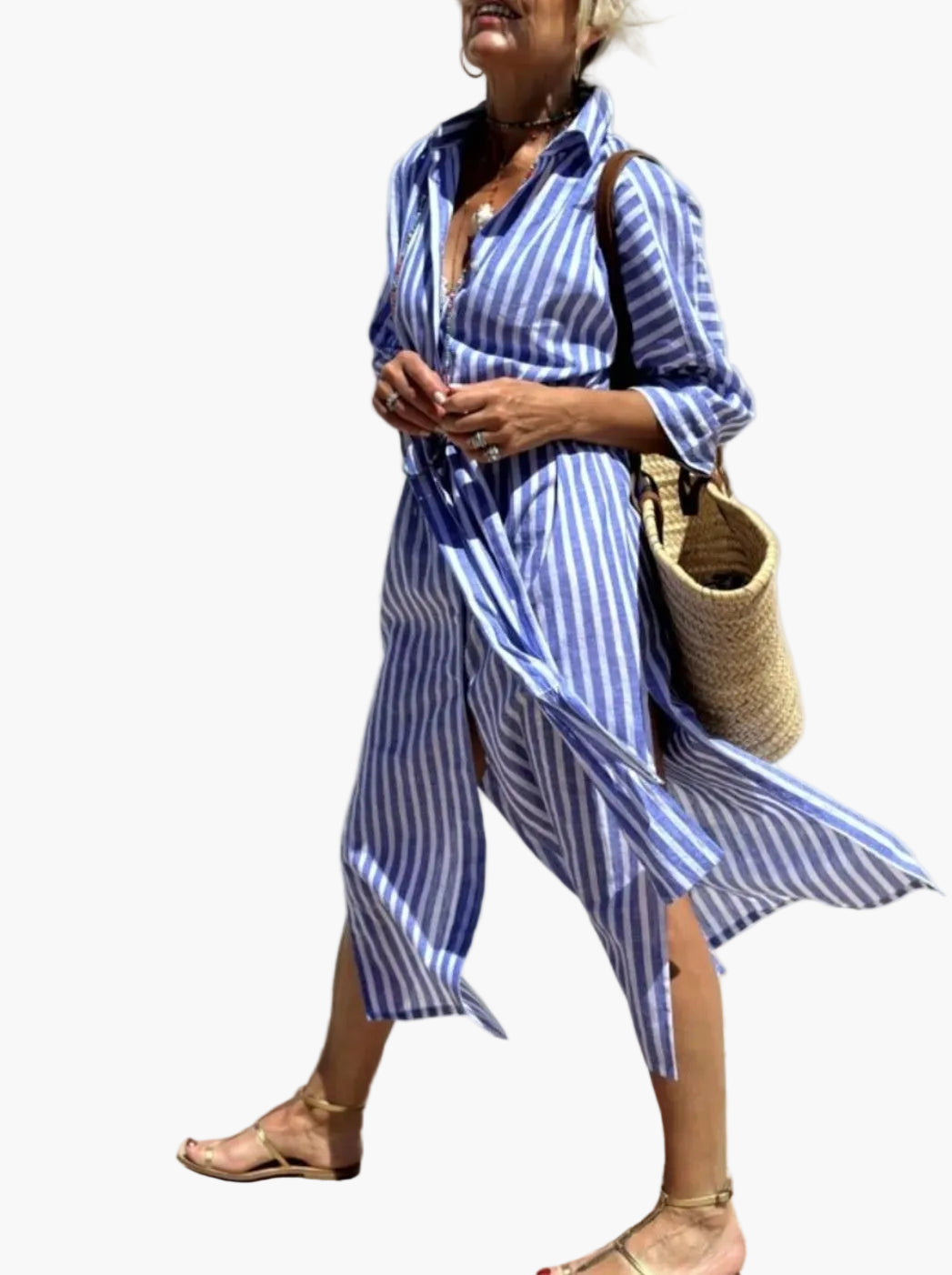 Women's Striped Shirt Dress – Casual Summer Style for Vacation & Leisure
