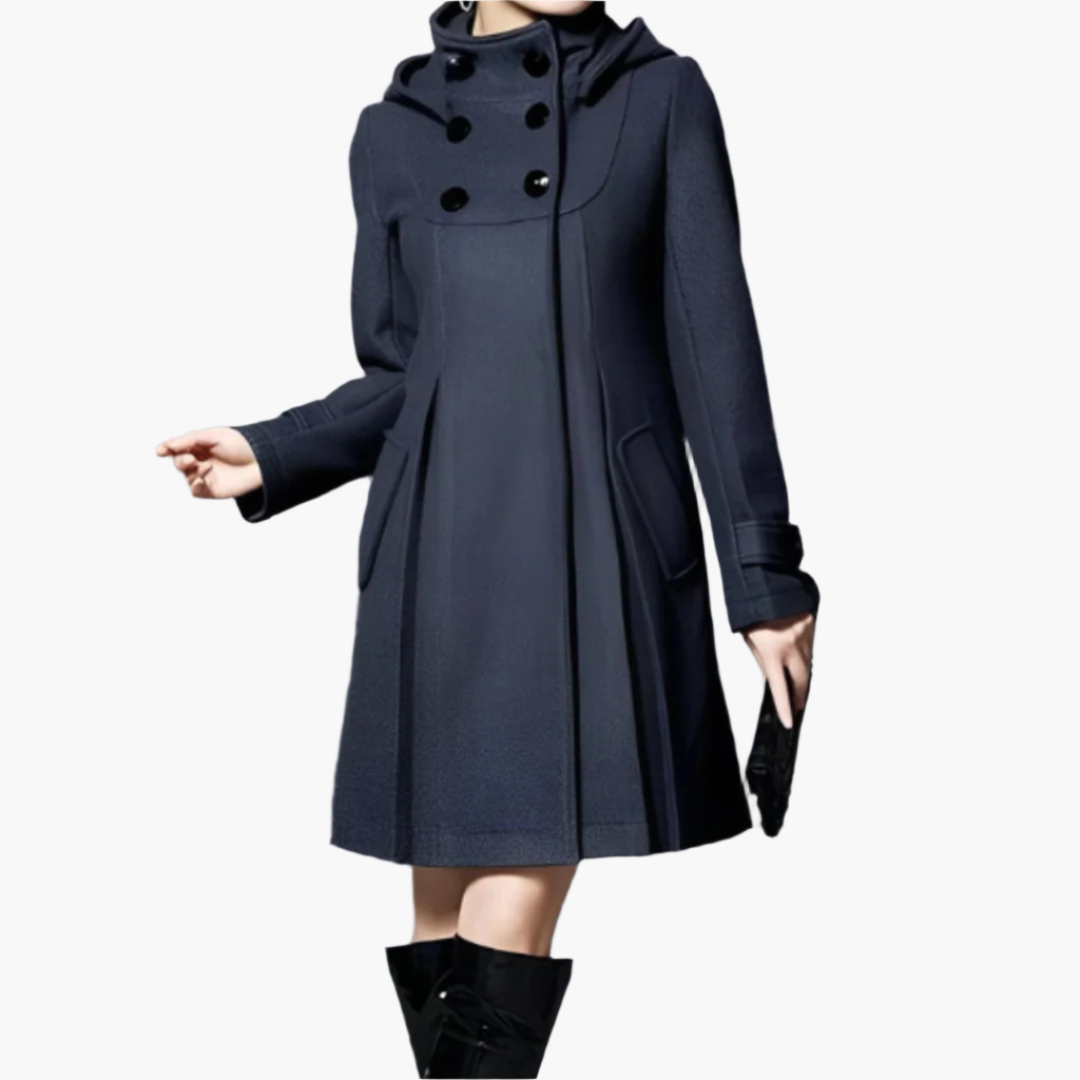 Women's winter coat with hood – Elegant tailored wool coat for everyday and special occasions