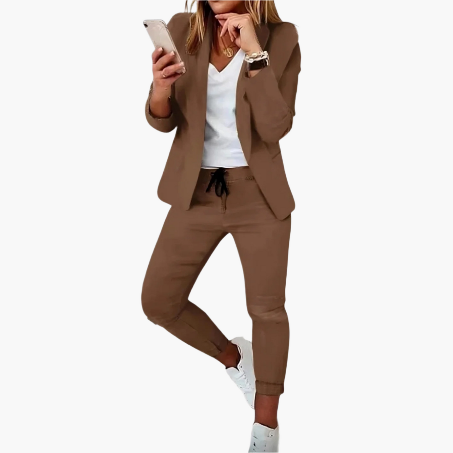 Damen Business Casual Blazer & Jogginghose Set – Modischer Anzug für Alltag & Büro