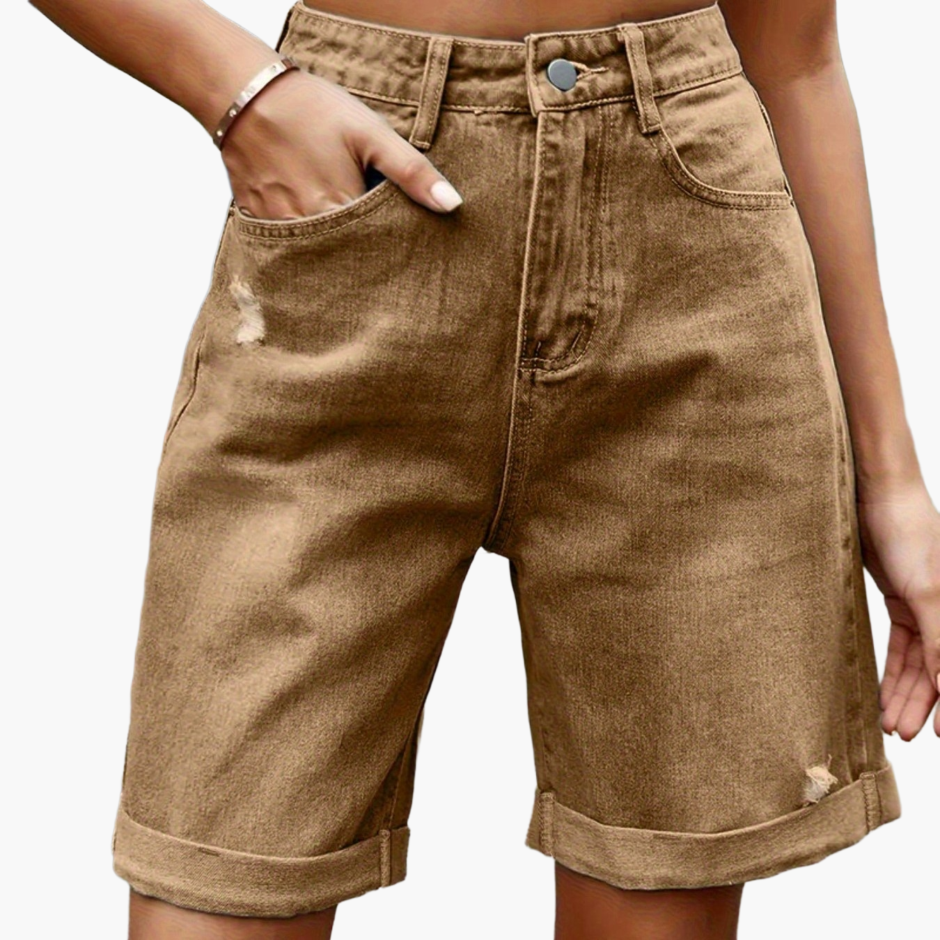 Women's High Waist Jeans Bermuda Shorts in Casual Look for Summer