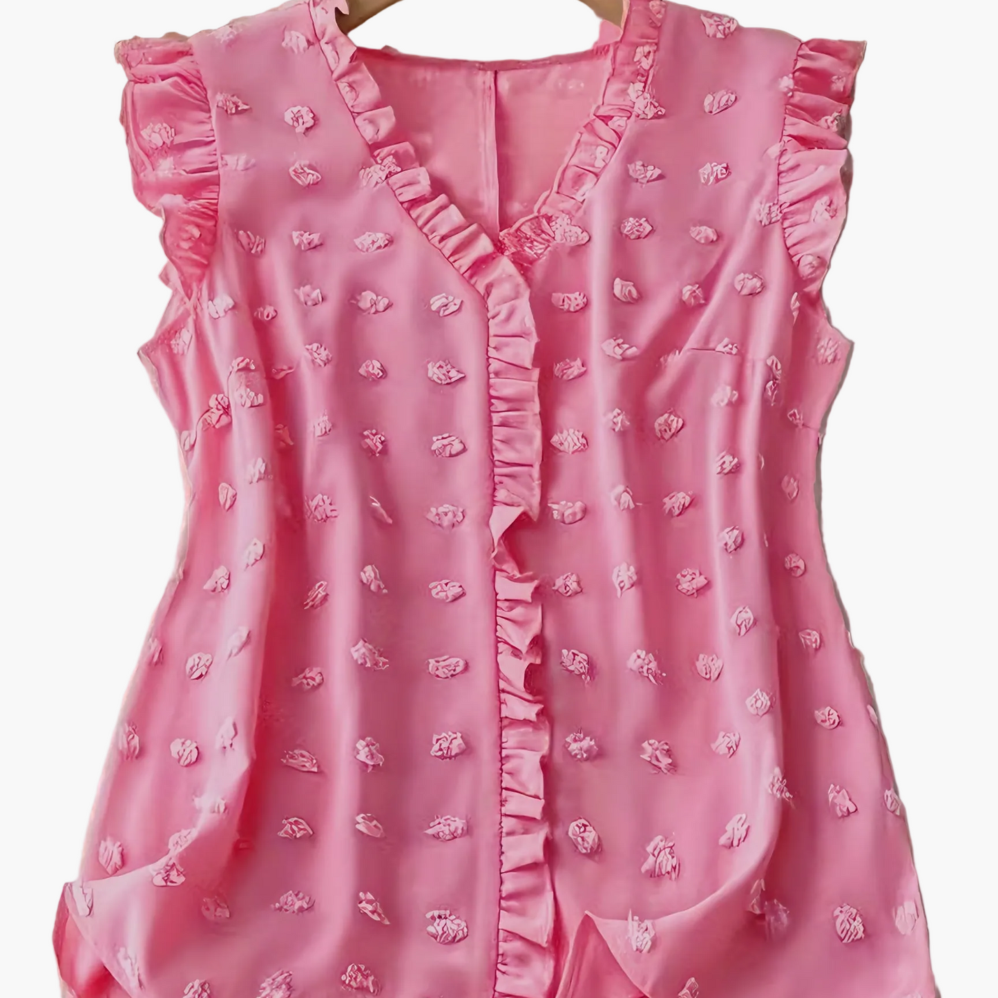 Women's Elegant Blouse with Ruffles and V-Neck – Casual & Office