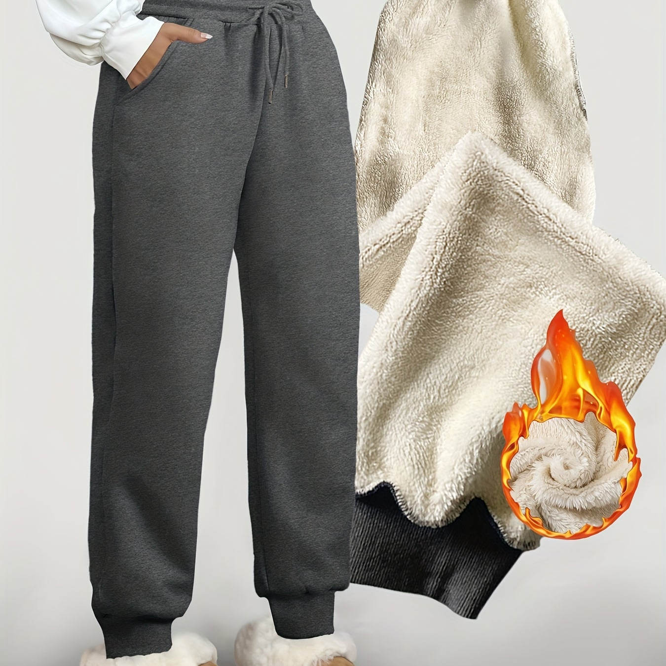 Gefütterte Jogginghose für Damen mit elastischem Bund