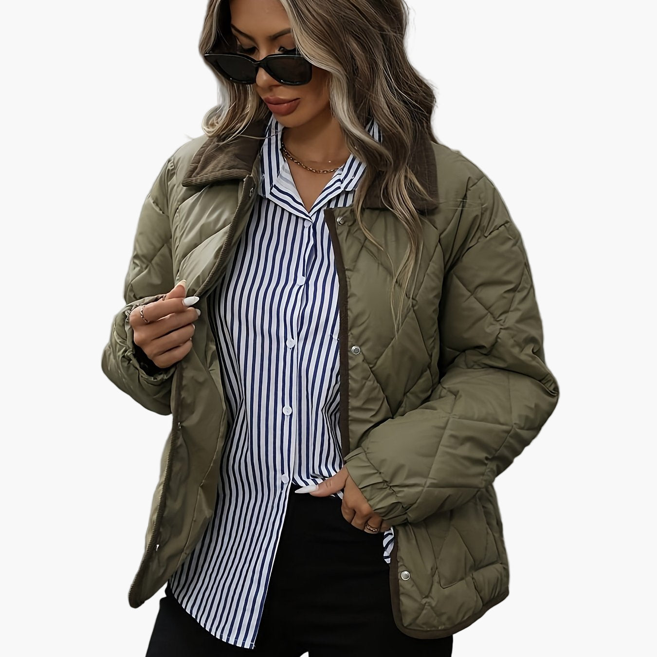 Women's Vintage Quilted Jacket with Contrast Details – Stylish Transitional Jacket for Everyday and Leisure
