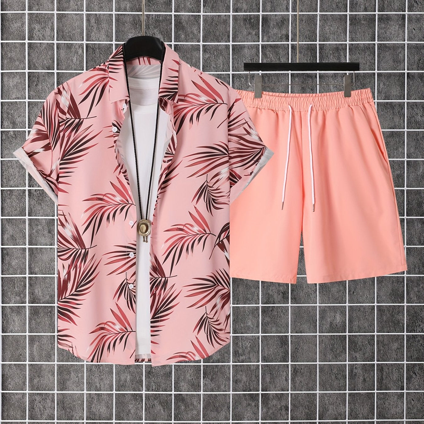 Men's Summer Set – Short-Sleeve Hawaiian Shirt and Shorts, Casual Outfit for Vacation & Everyday Wear