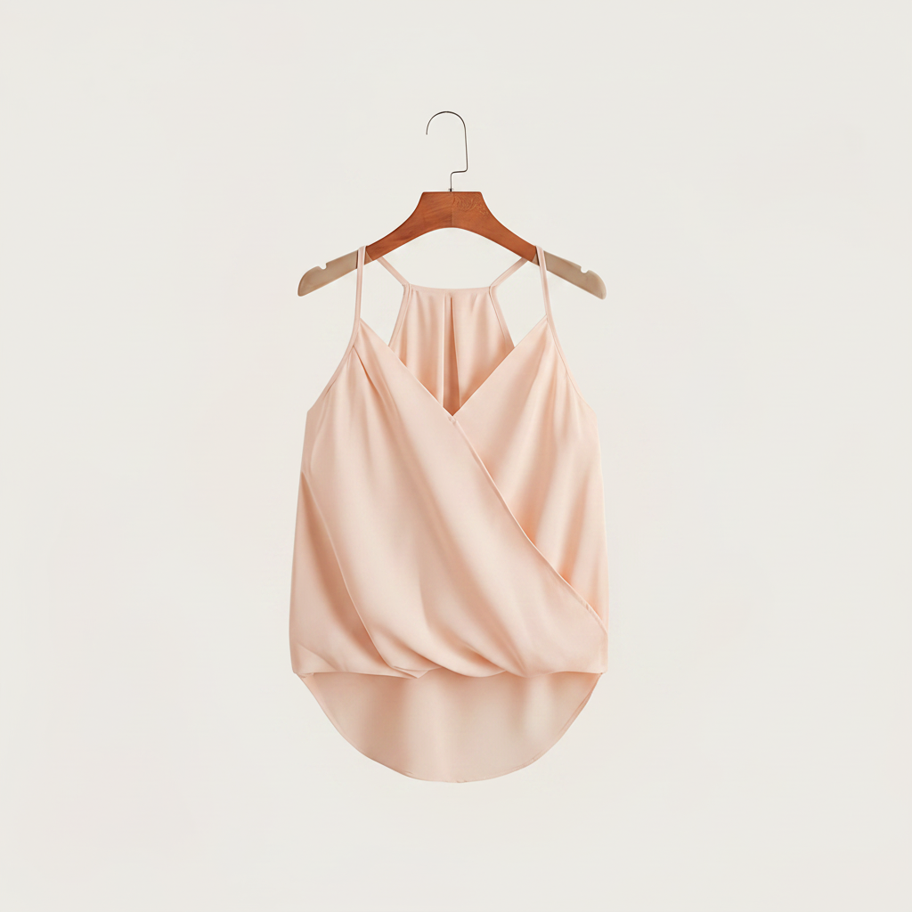Women's Sleeveless Draped Halter Blouse – Elegant Business and Casual Look