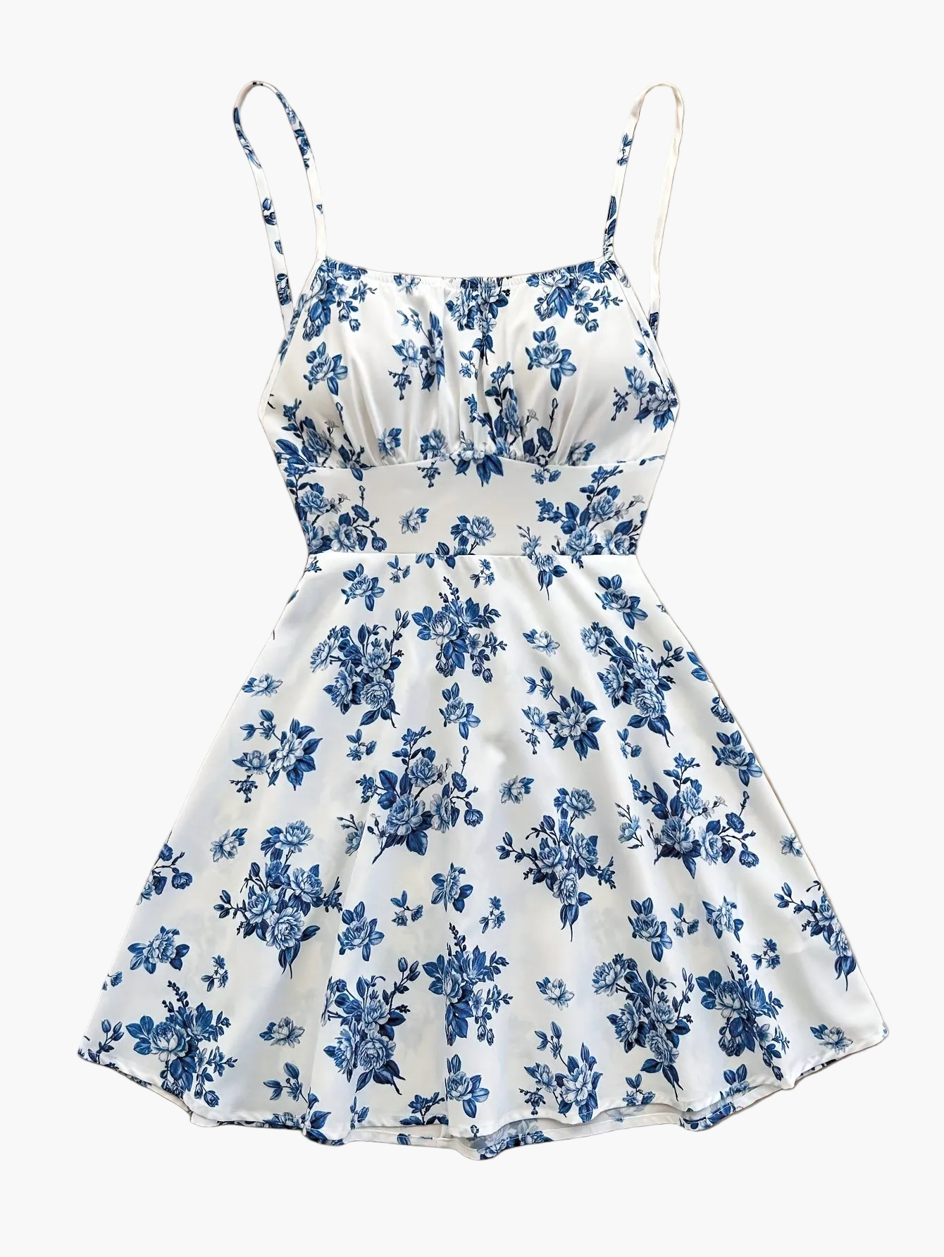 Women's Summer Dress Elegant with Floral Pattern and Spaghetti Straps – Perfect for Casual Wear and Garden Parties