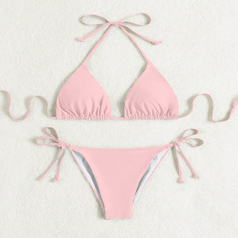 Heather – Bikini with tied halter in solid color