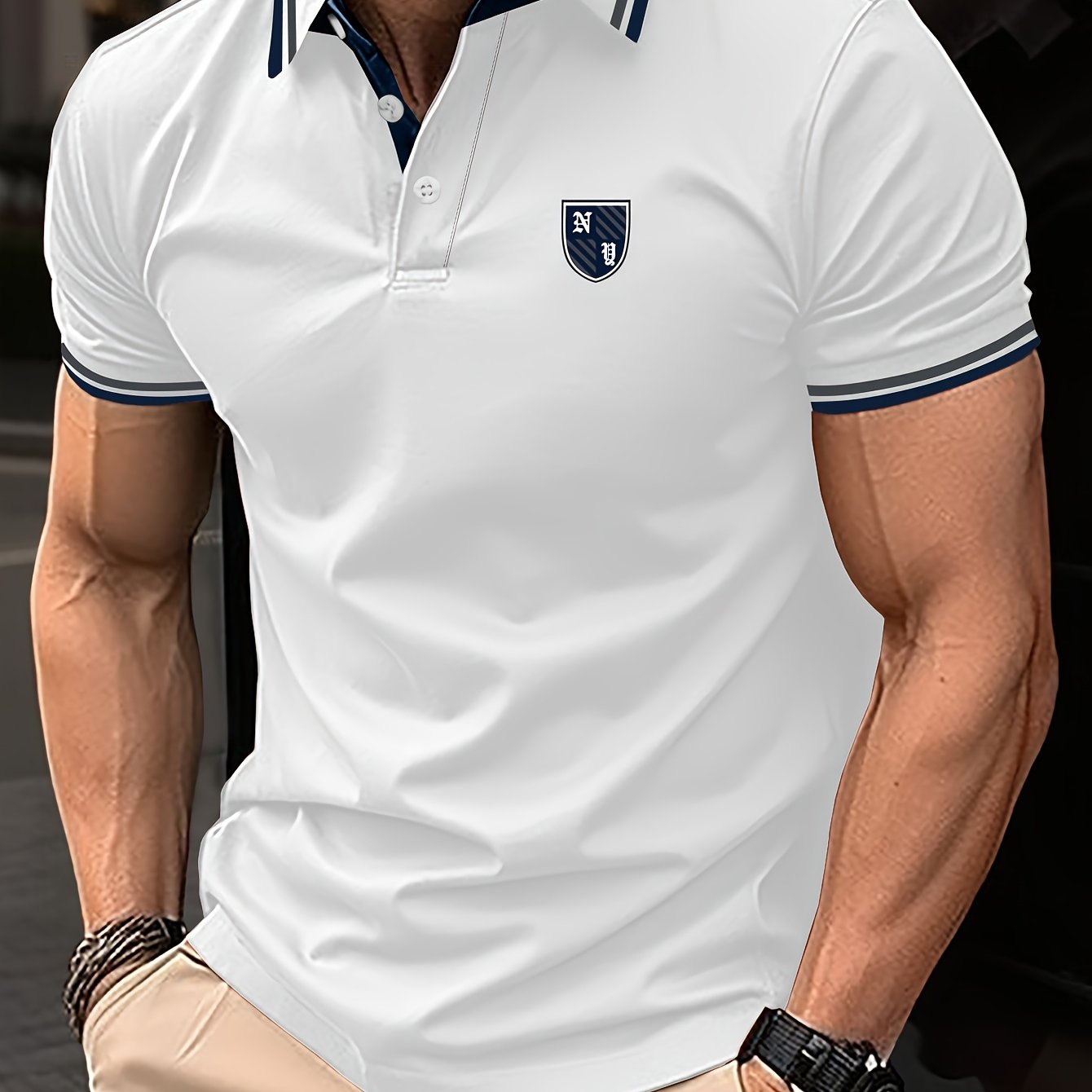 Men's Casual Style Polo Shirt with Contrast Collar – Short Sleeve, Summer, Leisure