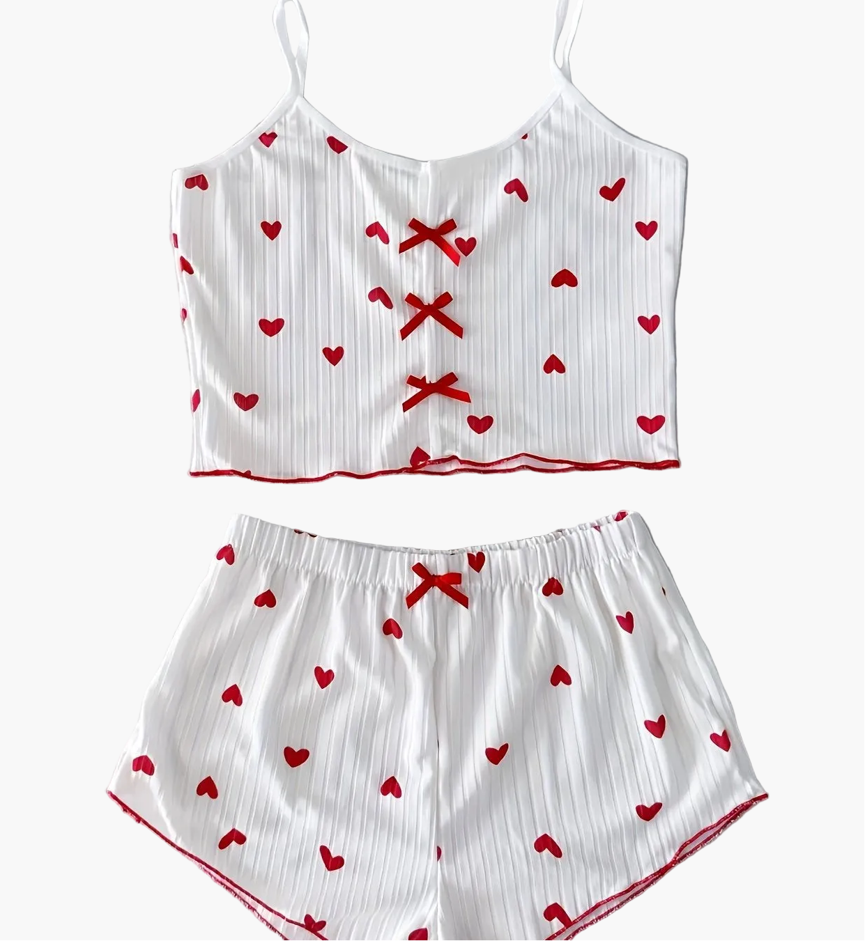Women's two-piece pajama set with heart pattern, summer style, sexy pajamas