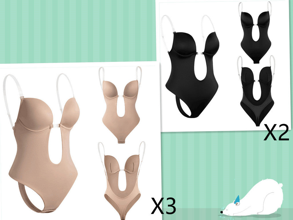 Holly – Eng geschnittene Einteiler mit tiefem V-Ausschnitt und engem Bauch