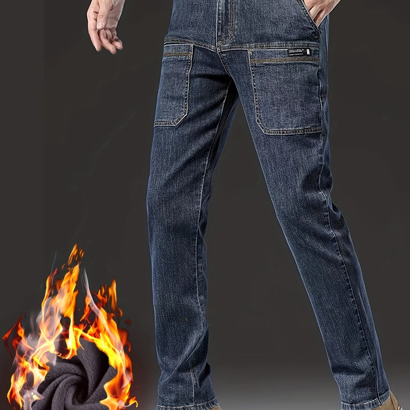 Herren Thermojeans mit Fleecelining und aufgesetzten Taschen