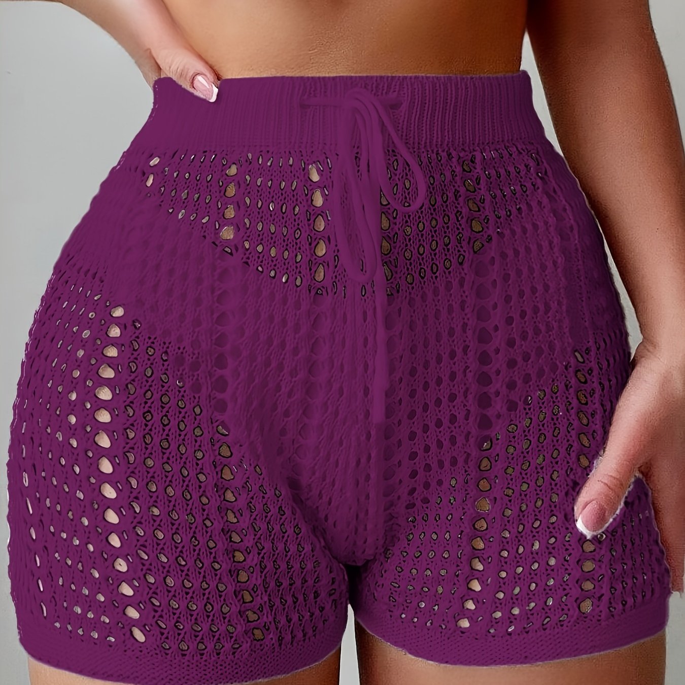 Women's Crochet Shorts High Waist Beachwear – Airy Mesh Shorts for Vacation and Summer