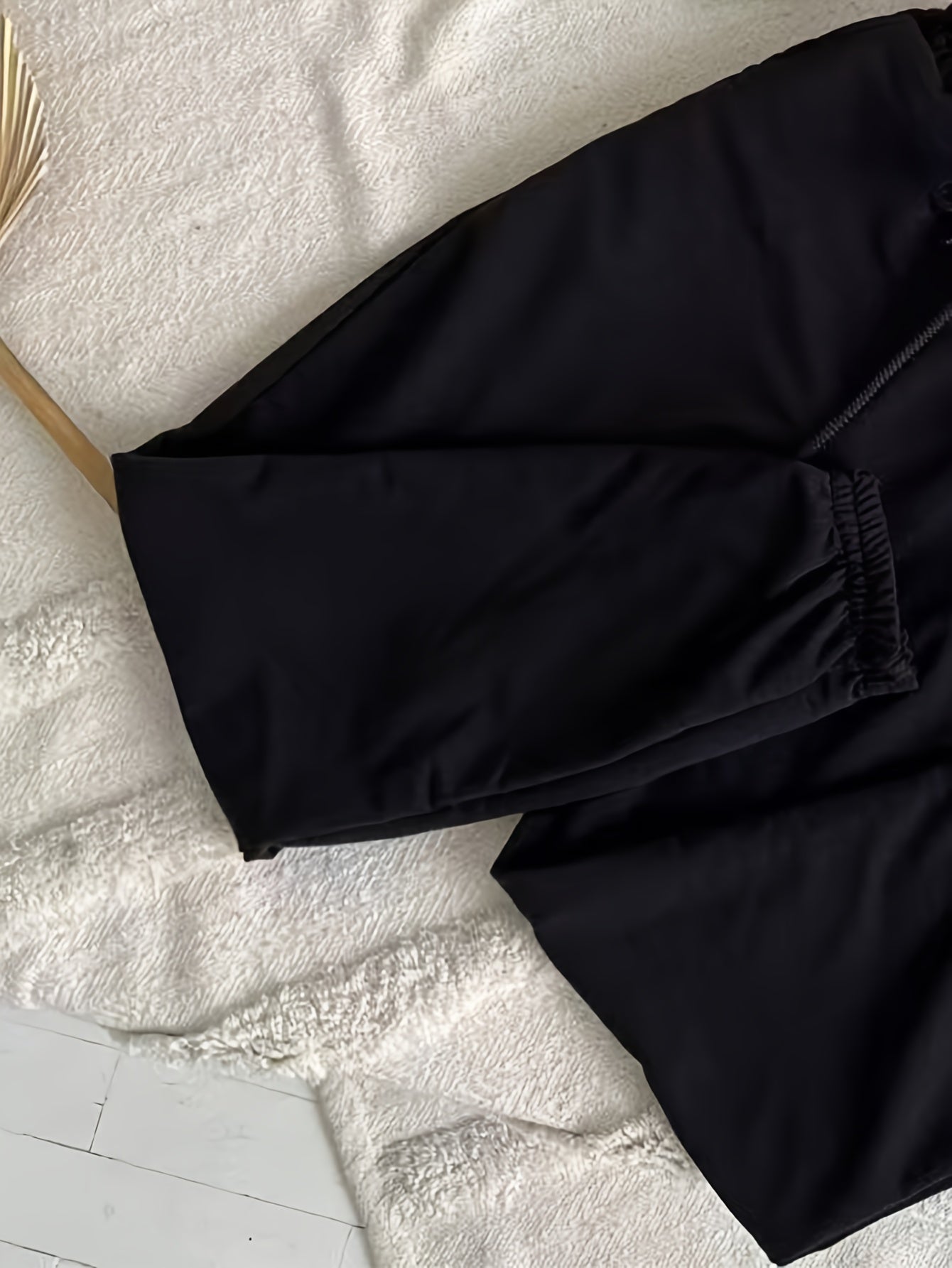 Damen Zweiteiler Crop Top Langarm & Jogginghose Schwarz