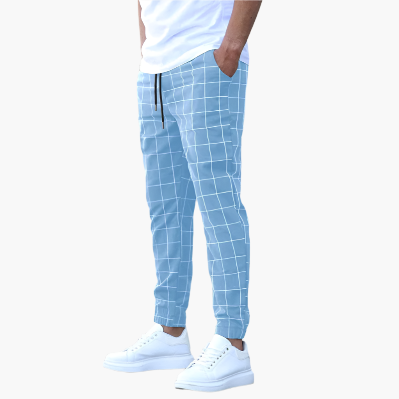 Men's Jogger Pants with Checkered Pattern – Stylish Casual Pants for Everyday and Sports