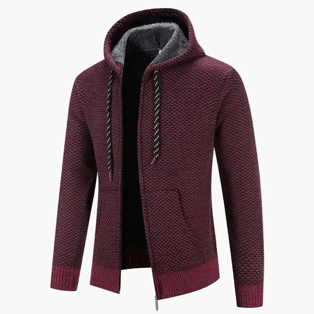 Men's knitted hooded jacket for autumn & winter – warm casual hoodie with zipper