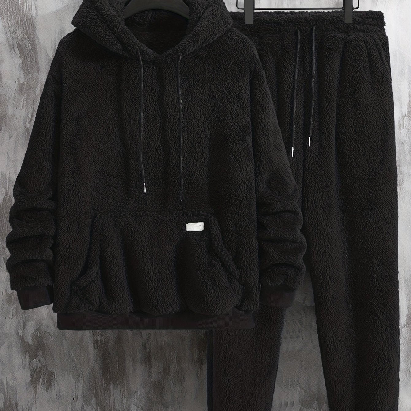Unisex teddy fleece tracksuit with hooded sweatshirt and joggers