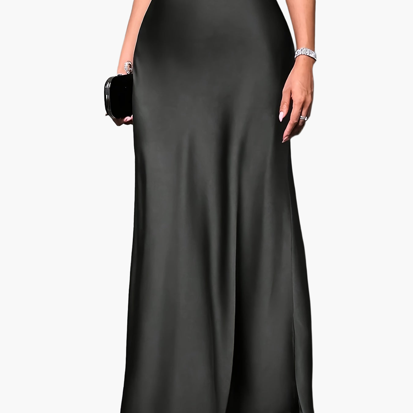 Women's Elegant Maxi Skirt for Evening & Occasion, High Waist, Flared Cut