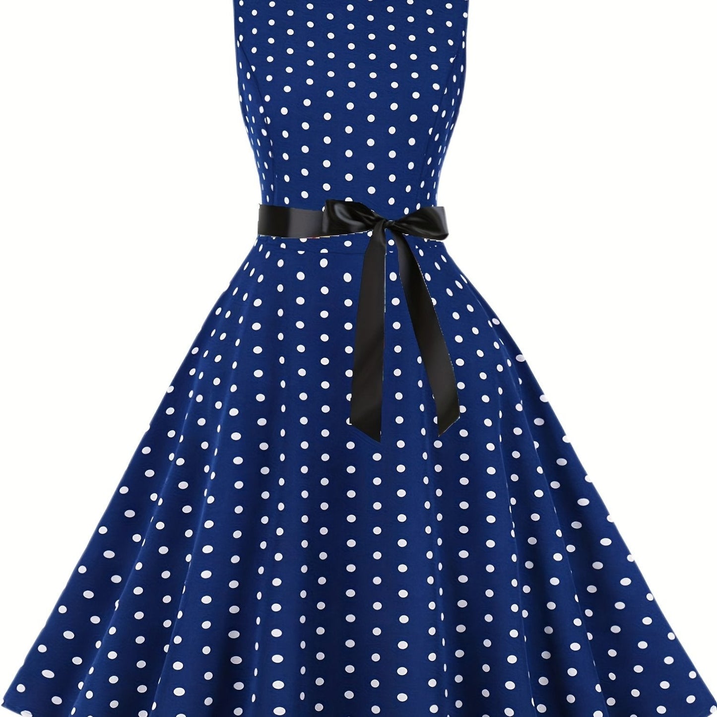 Women's Vintage Polka Dot Fit & Flare Dress for Festive Occasions and Everyday Wear