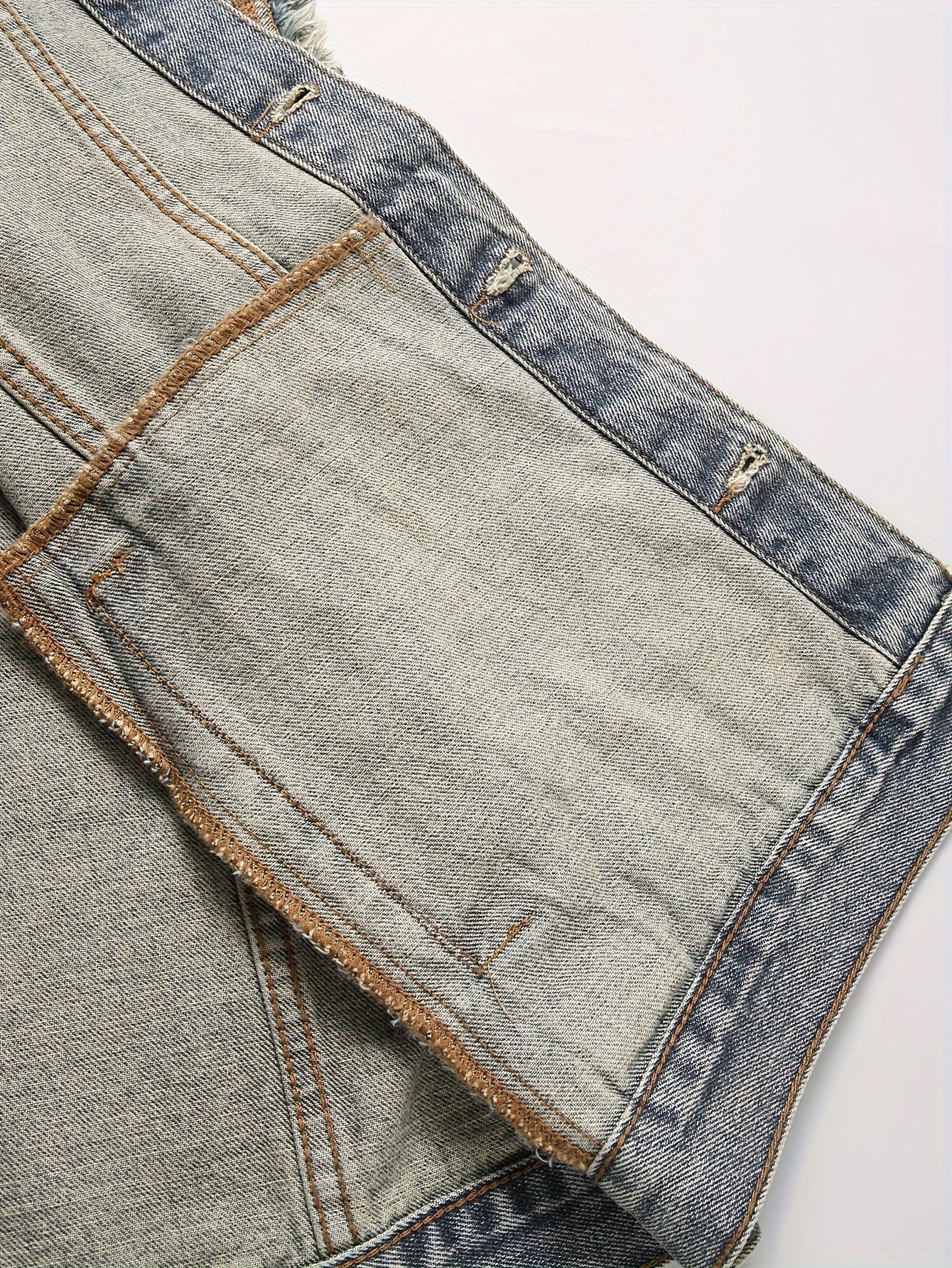 Jeansweste ärmellos für Herren, abgenutzt, mit Knopfverschluss, Blau