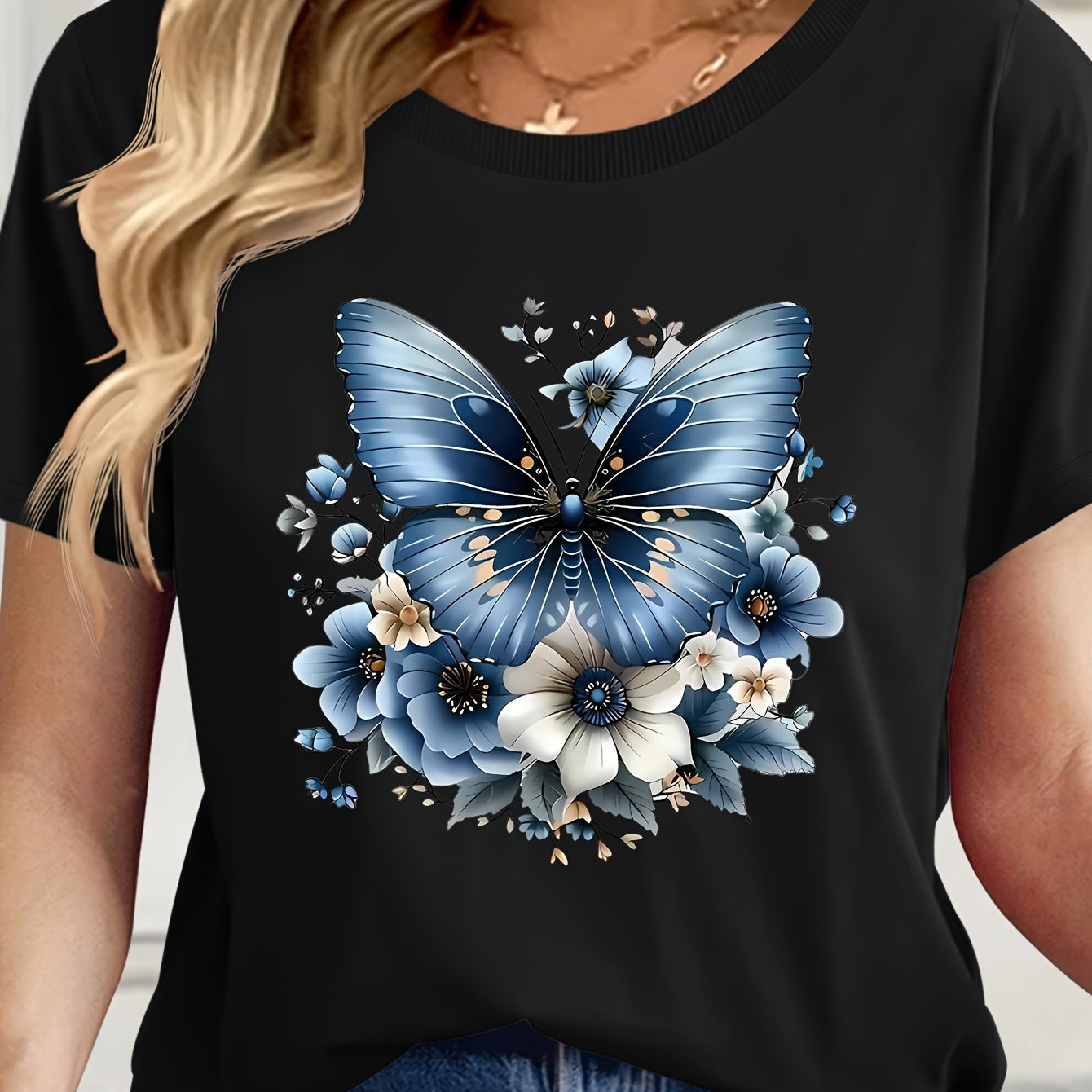 Women's Casual T-Shirt with Knot and Crew Neck – Perfect for Spring & Summer