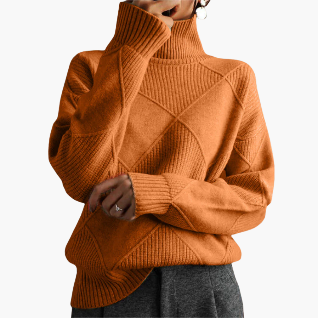 Damen Strickpullover mit Rautenmuster – Moderner Komfort für Alltag und Freizeit