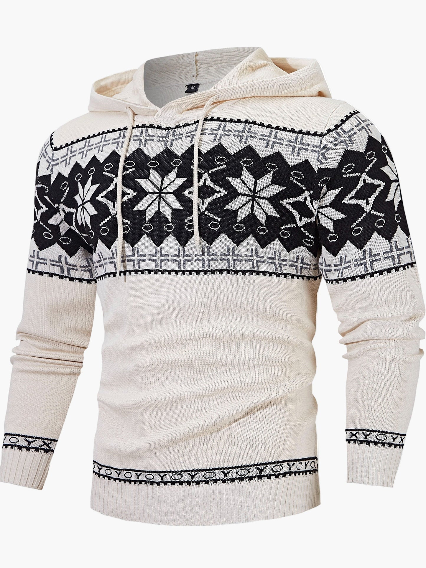 Men's hoodie with Scandinavian Christmas pattern – casual winter hoodie
