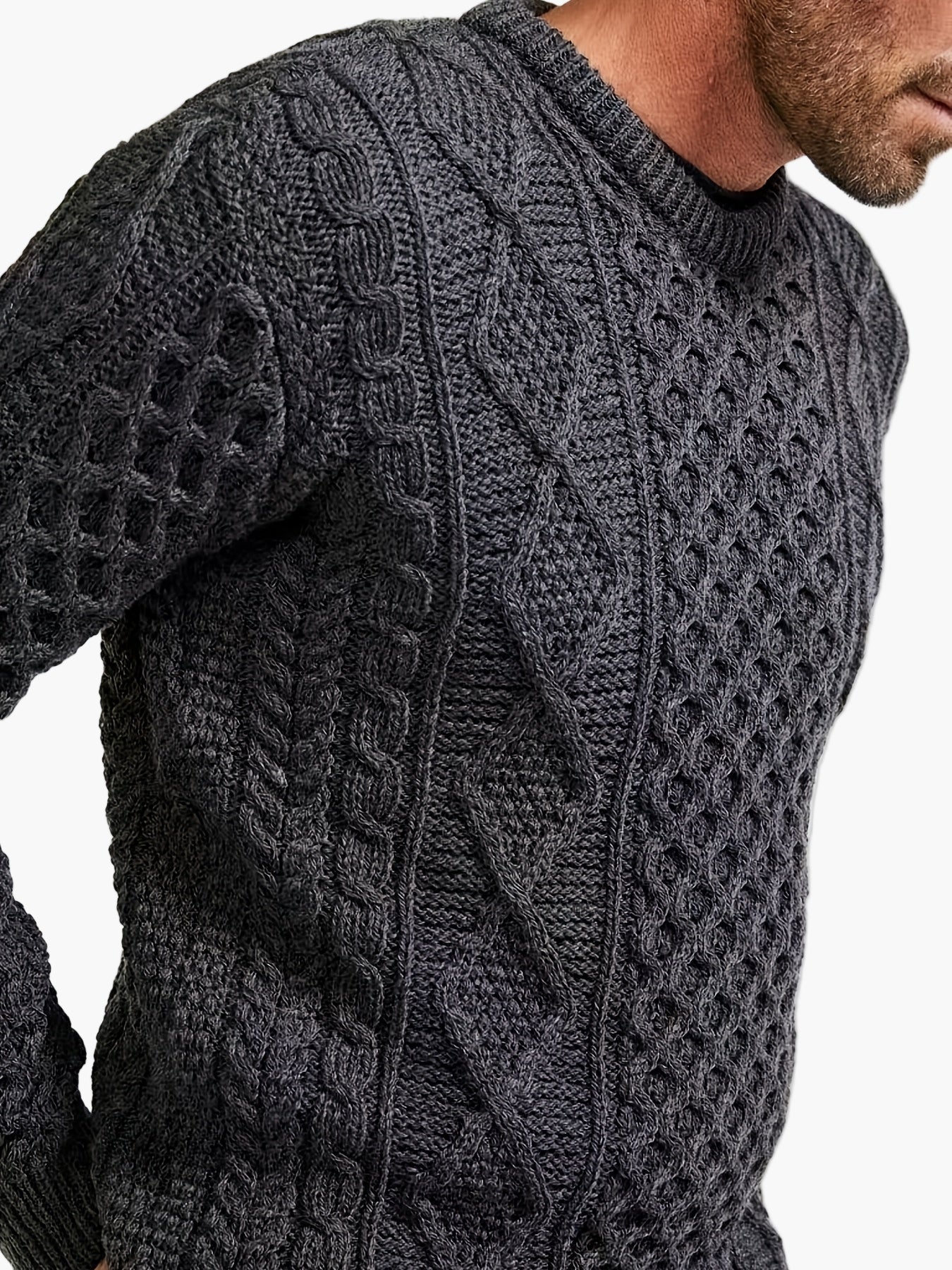 Herren Strickpullover im Zopfmuster-Stil – Lässige Mode für Alltag und Freizeit