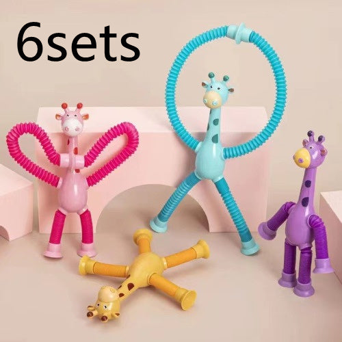 Children's Cartoon Telescopic Giraffe Fidget Toy with Suction Cup – Stress Relief & Sensory Fun