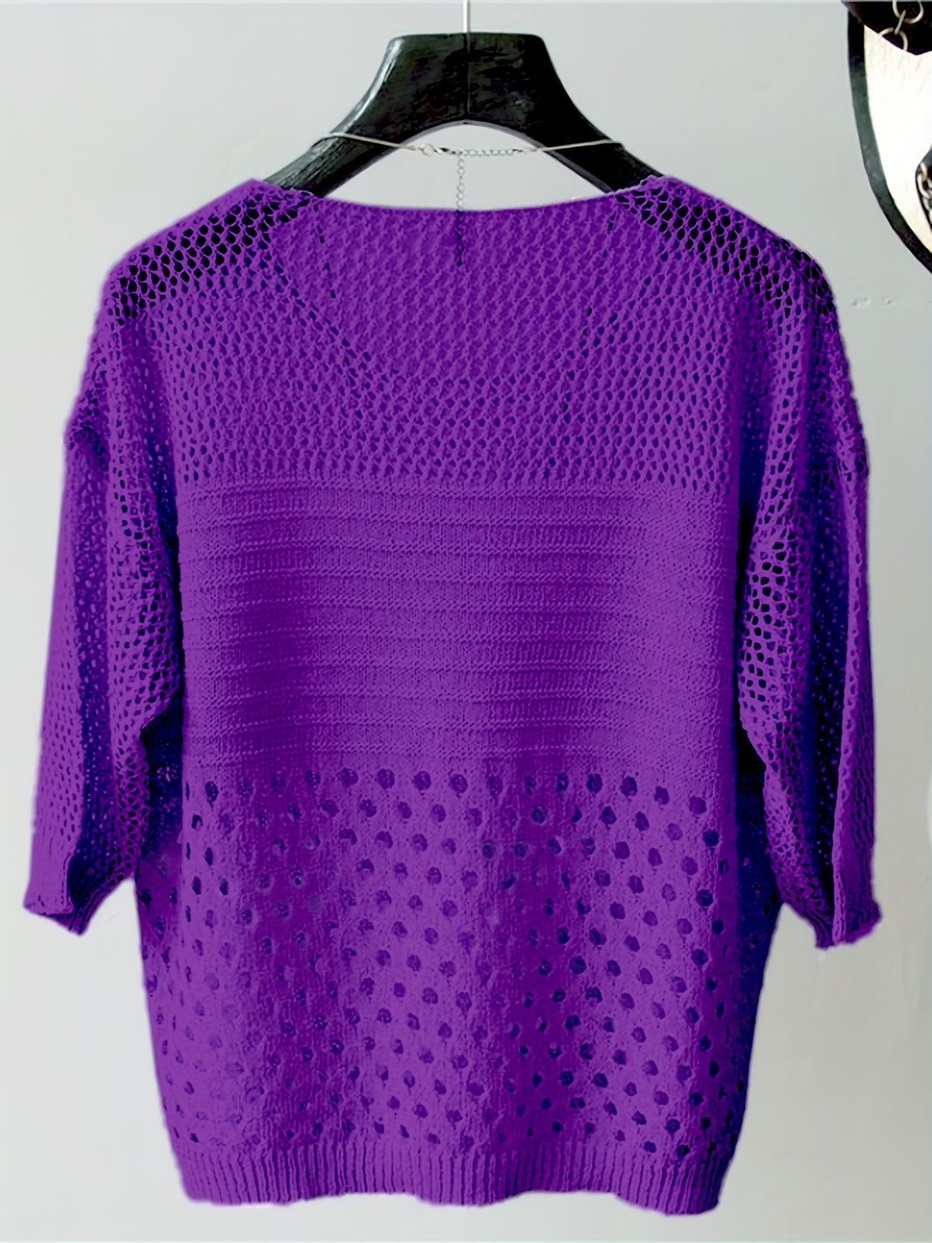 Women's Loose-Fit Crochet Knit Top in Boho Style – Elegant Shirt for Leisure and Vacation