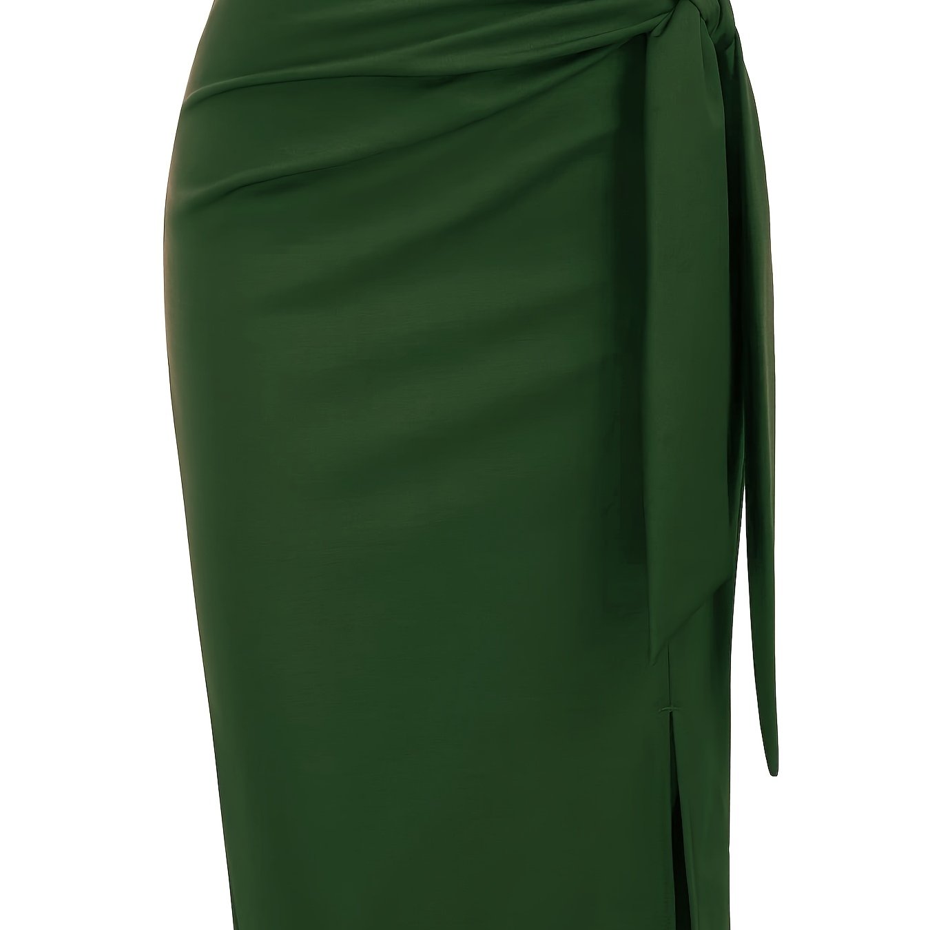 Women's Elegant Midi Skirt with Bow Detail and Slit – Perfect for Office & Festive Occasions