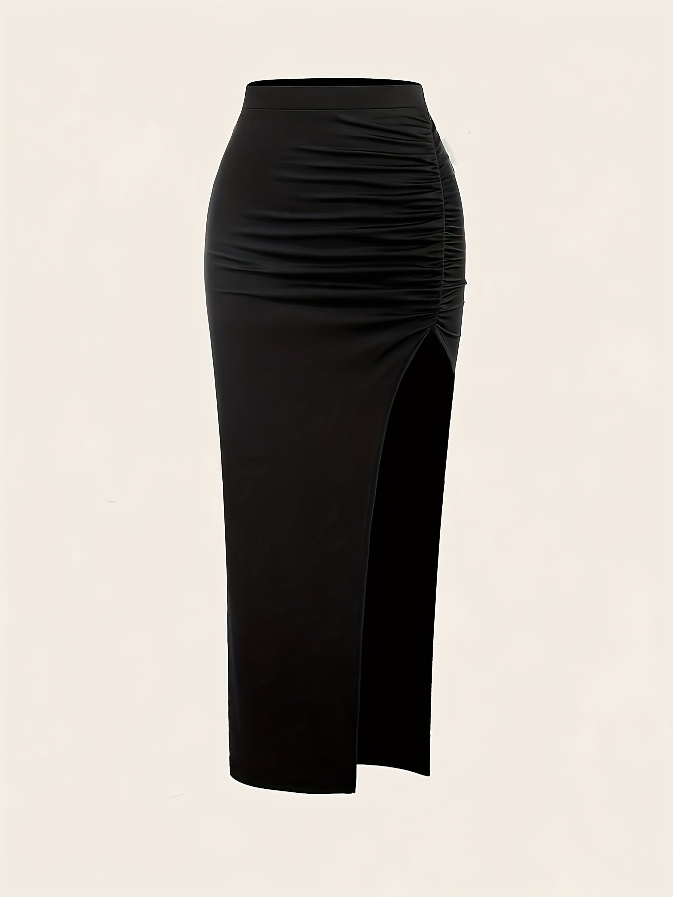 Women's maxi skirt with a high waist and side slit, three-colored