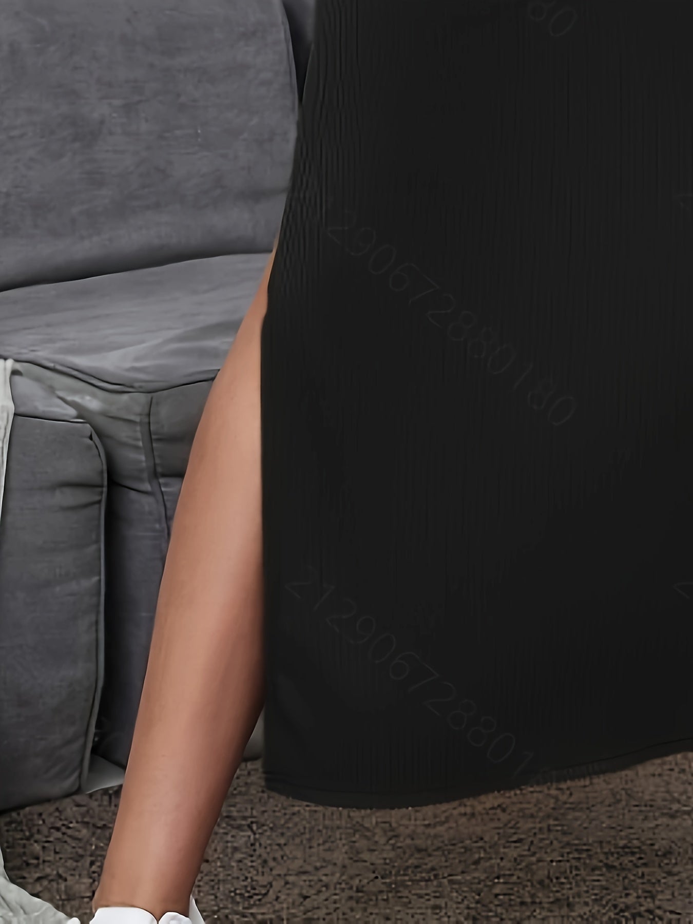 Damen Maxirock mit Schlitz und Rippstruktur – Modischer Alltagsrock, Figurbetont, Elegant