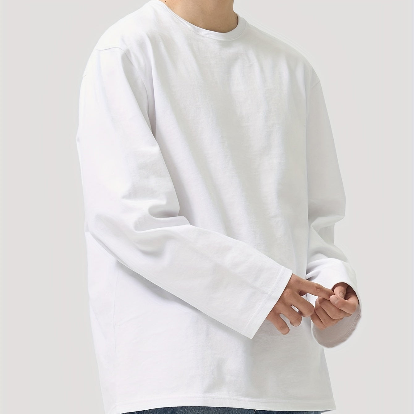Unisex long-sleeve crew-neck basic shirt, black