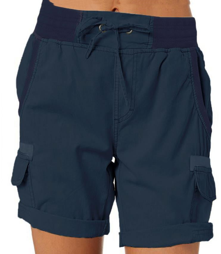 Women's Cargo Shorts Leisure Summer with Drawstring, Elastic Waistband and Pockets – Comfortable Outdoor & Casual Bermuda Shorts