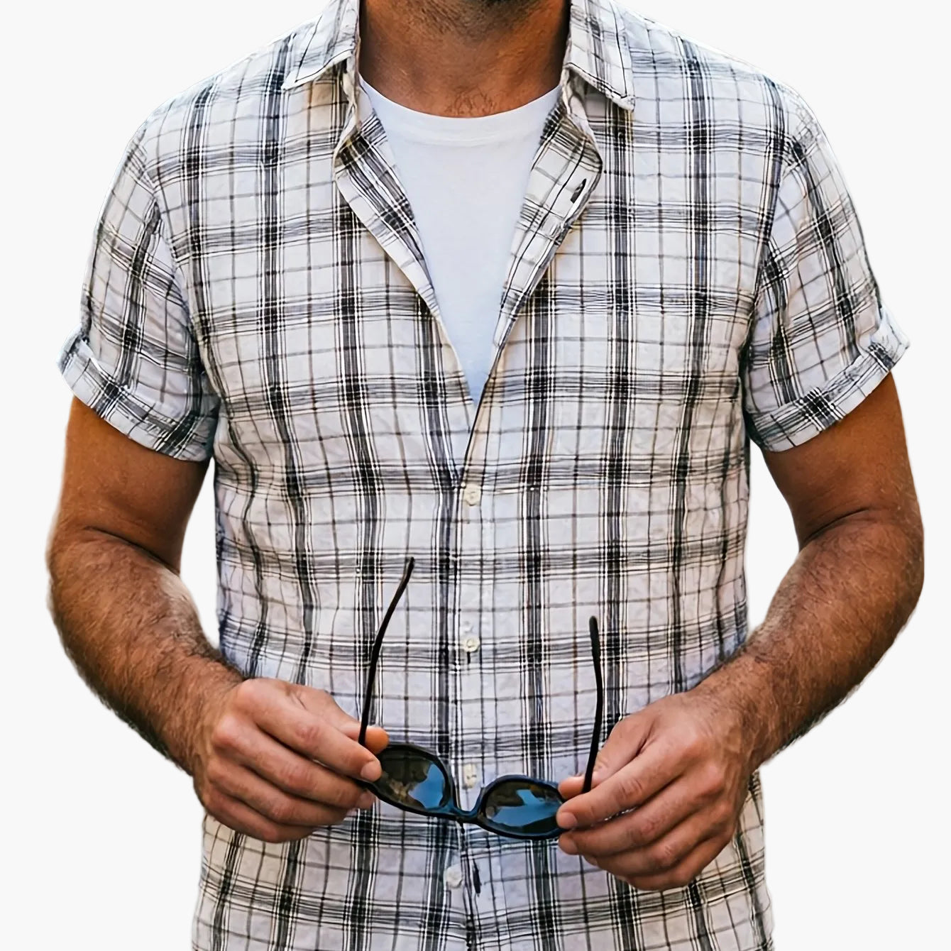 Men's Casual Short-Sleeve Shirt with Checkered Pattern – Stylish Summer Shirt for Everyday and Vacation
